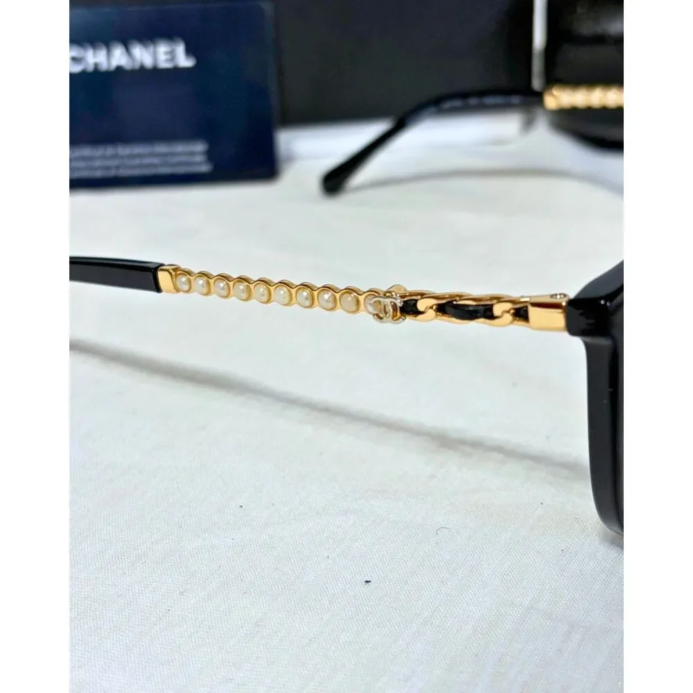 CHANEL 3441QA 001 Pearl & Chain Eyeglasses Frames Black 53-18-145 Excellent